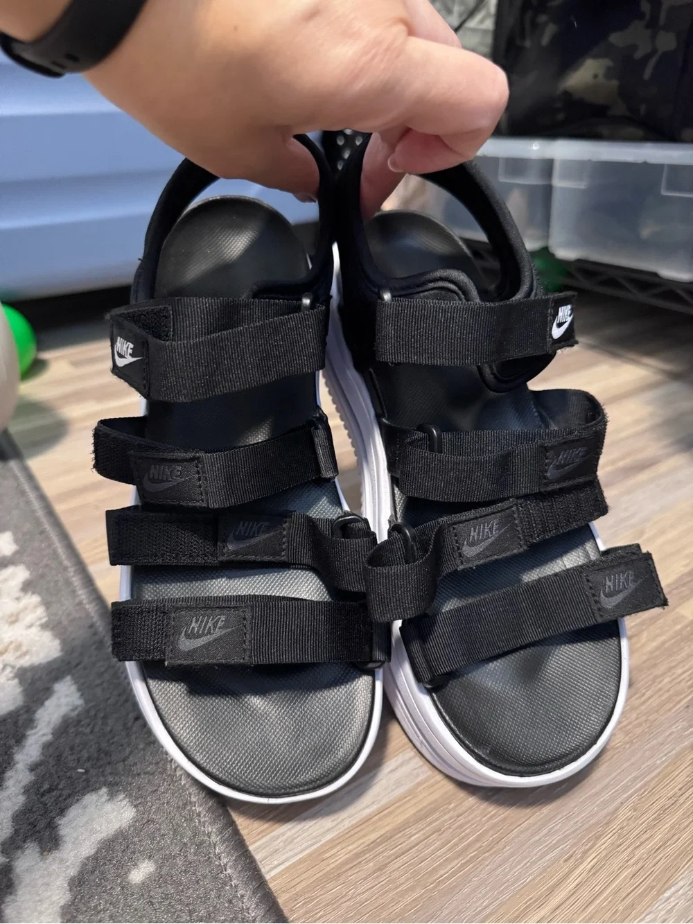 Nike Black & White Kids Platform Sport Sandals